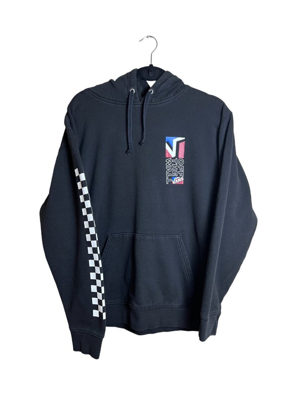 Vans Off The Wall Black Checkerboard Sleeve Hoodie M